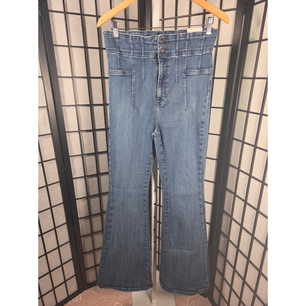 We The Free Boho Hippie Jayde High Rise Flare Leg Jeans Denim 31 Seamed Retro